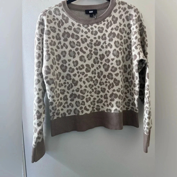 Dkny Sweaters - DKNY Leopard print crew neck sweater size S